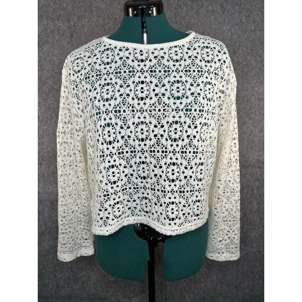 No Boundaries NOBO Women’s Crochet Knit Almond Long Sleeve Sweater L